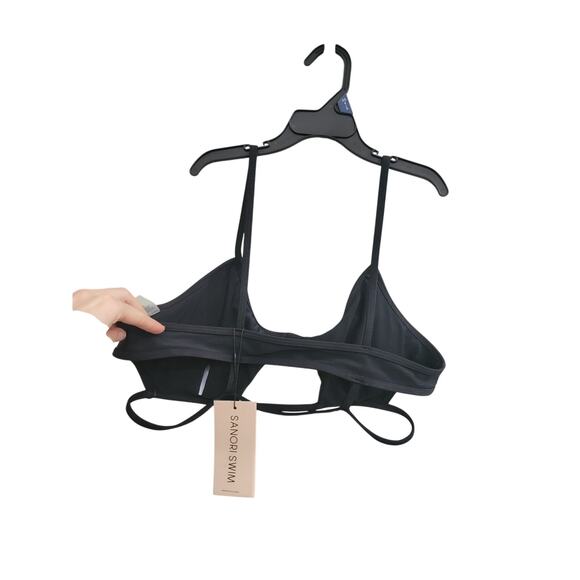 Sanori Sao Paulo Bikini Top Black Size Large Cut Outs Adjustable Straps Swim NEW - Picture 4 of 10